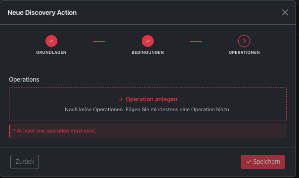 Modal zum Hinzufügen einer Discovery-Bedingung