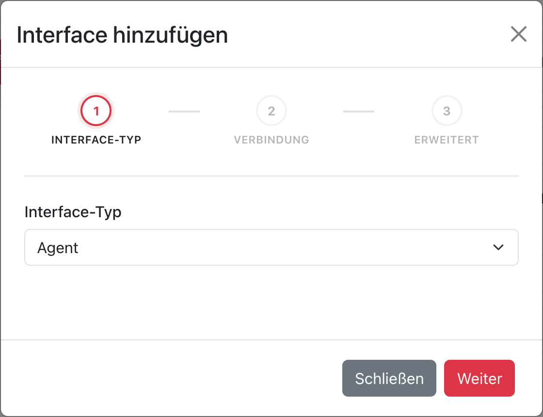 Add Interface Wizard Schritt 1 Interface-Typ