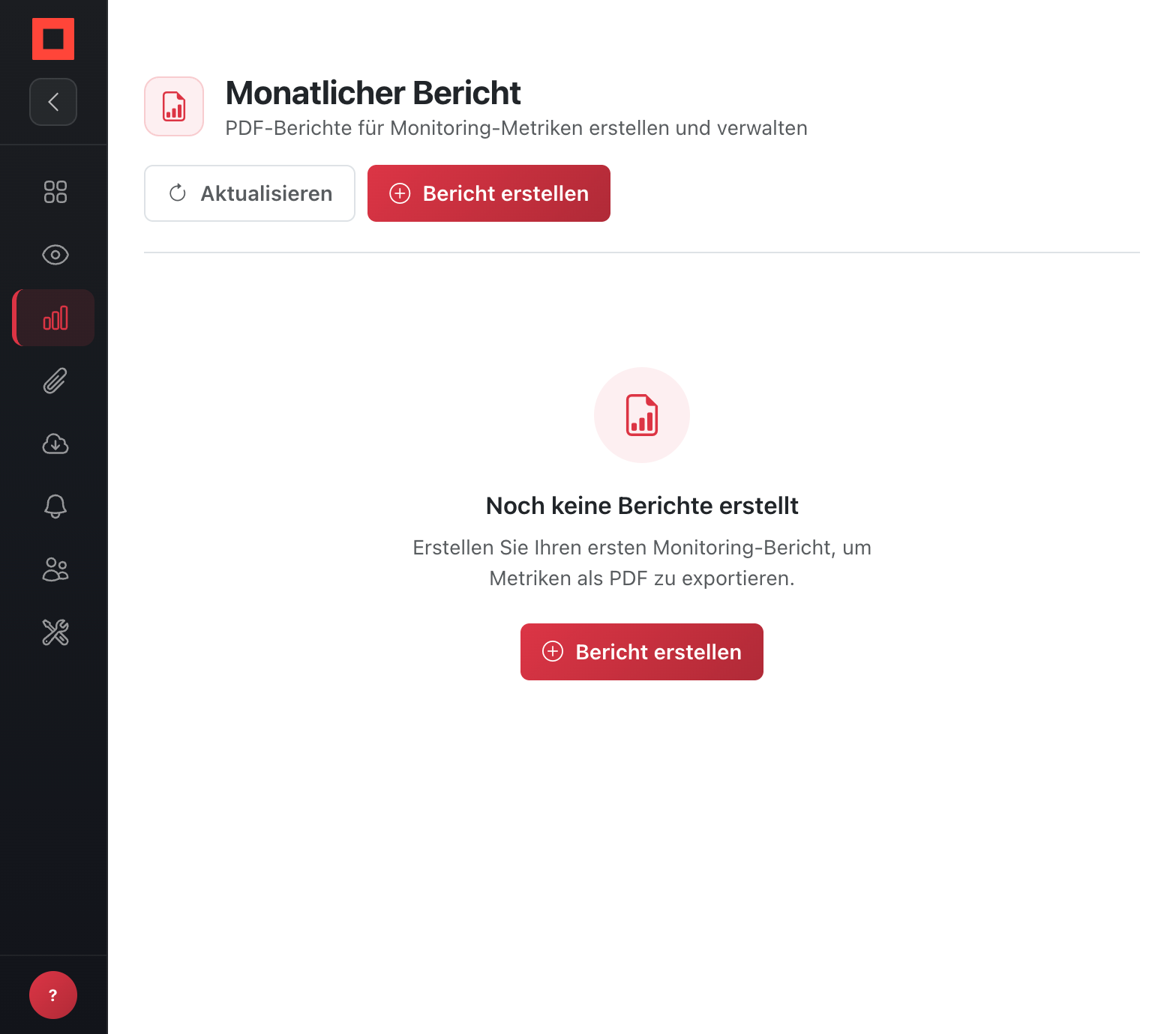 Monatsbericht mit leerem Berichtsverlauf